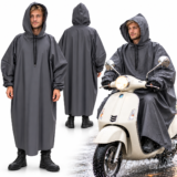 Poncho de Pluie à Capuche – Protection Longue pour Scooter