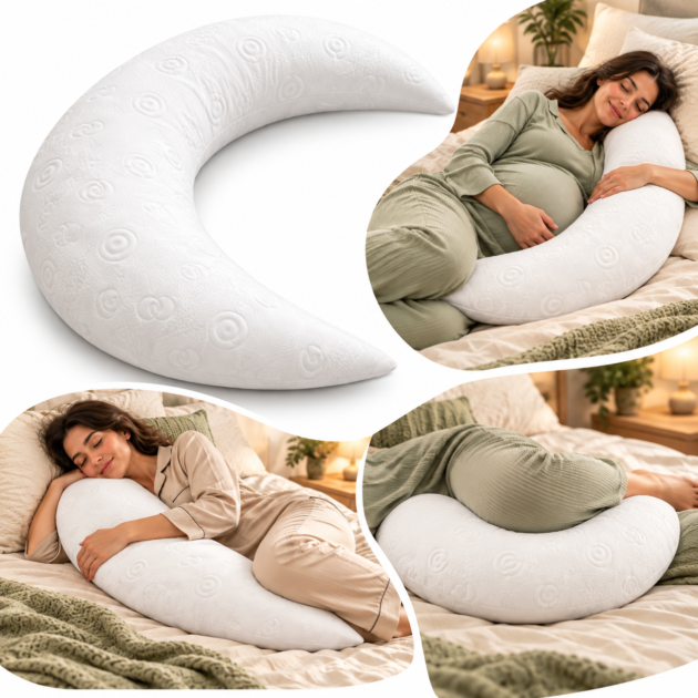 Coussin de Grossesse Ergonomique — Soutien Complet pour Sommeil