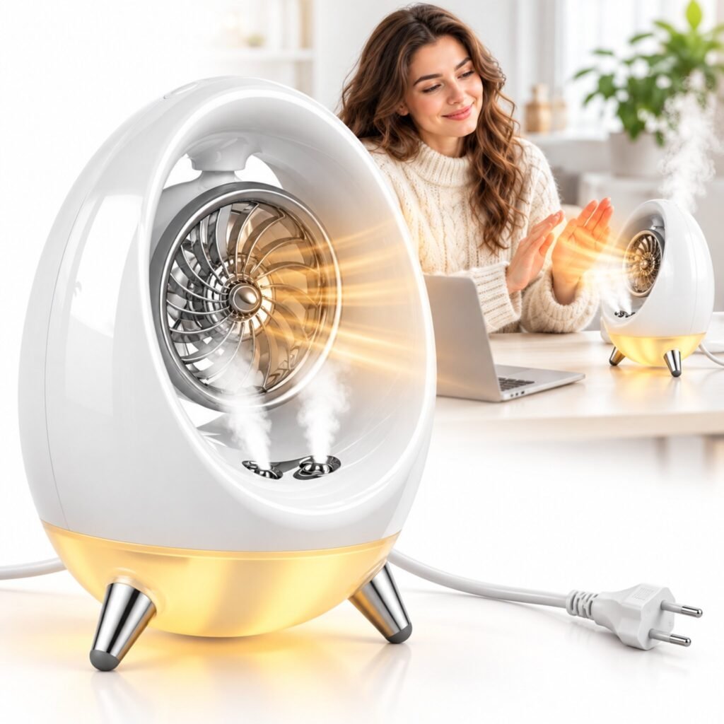 Chauffage Soufflant de Bureau 500W avec Humidificateur