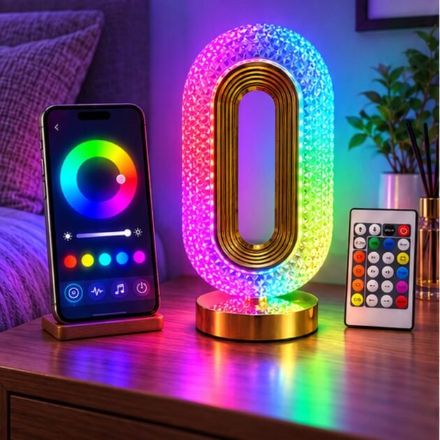 Lampe de chevet LED RGB forme œil — décoration lumineuse et moderne