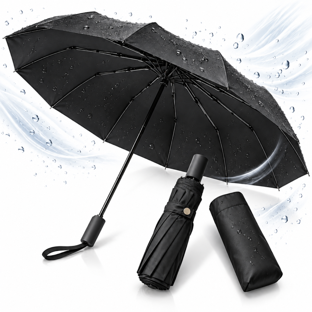 Parapluie Coupe-Vent Automatique UV Noir