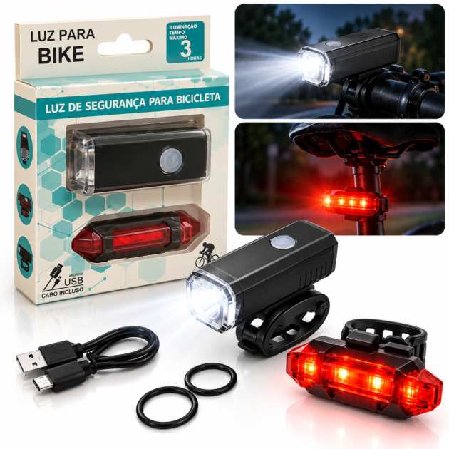 Kit Éclairage Vélo LED USB Avant/Arrière