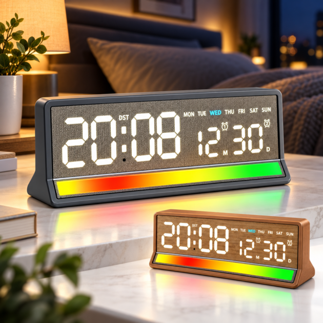 Horloge LED Numérique Réactive au Son - Éclairage Coloré