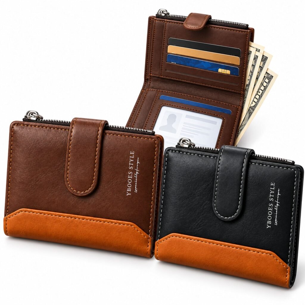 Portefeuille homme YBOOES en simili cuir, multi-poches