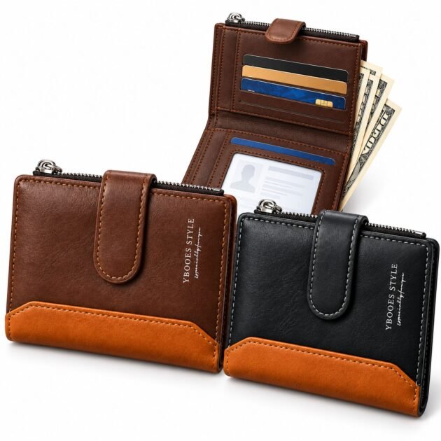 Portefeuille homme YBOOES en simili cuir, multi-poches