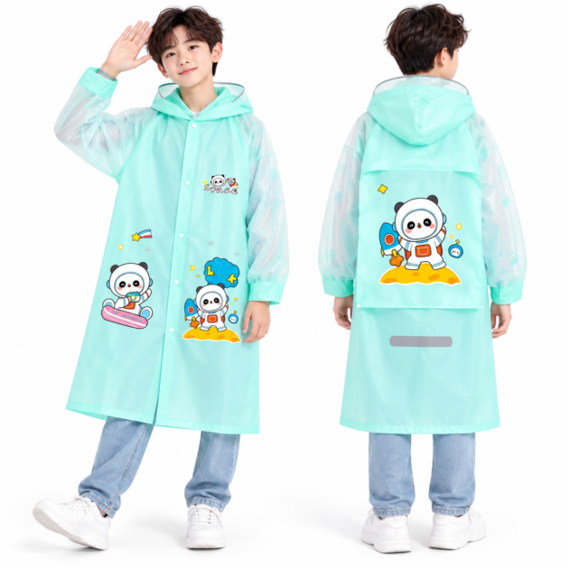 Poncho de pluie enfant vert anti-pluie - 9-16 ans