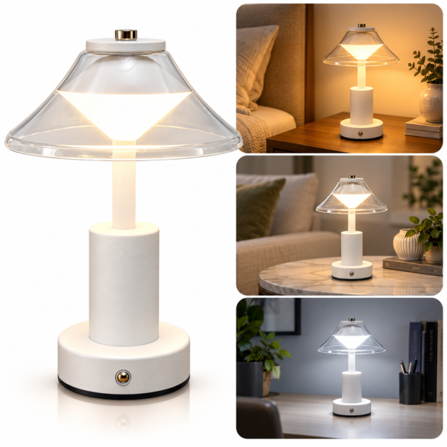 Lampe de table sans fil rechargeable à LED — design moderne et lumière douce