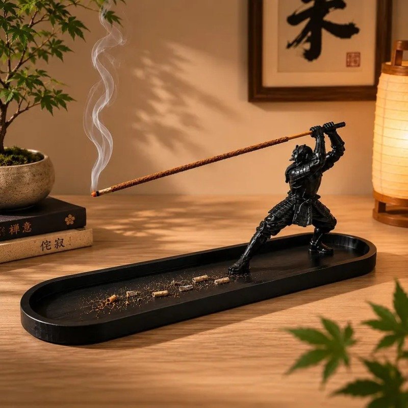 Porte-encens Samurai Japonais avec bac récupérateur