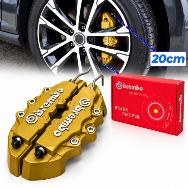 Lot de 2 Caches Étriers Dorés en Fonte - Décoration Auto