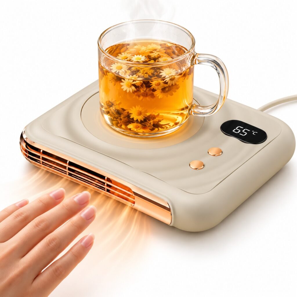 Chauffe-Tasse Électrique 2-en-1, Chauffe-Mains, 3 Températures