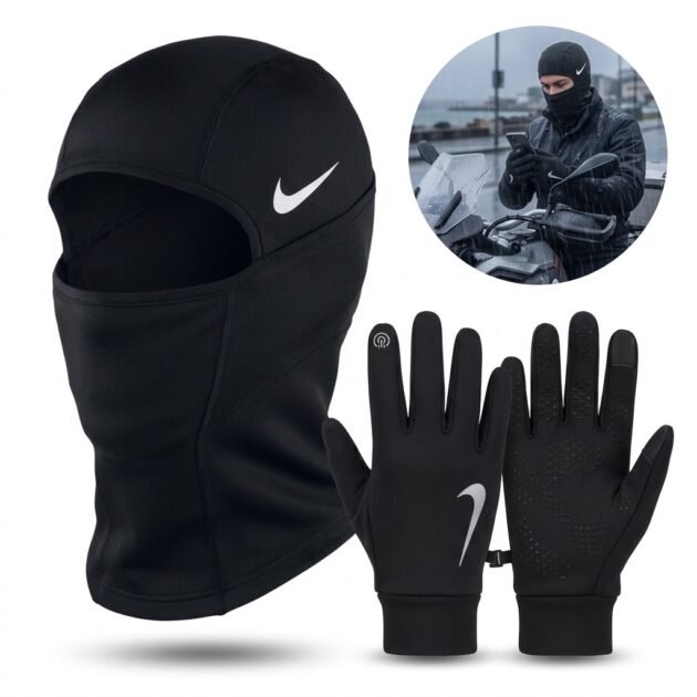 Pack Hiver 2-en-1 NKK Pro  Gants Tactiles Imperméables + Cagoule Thermique